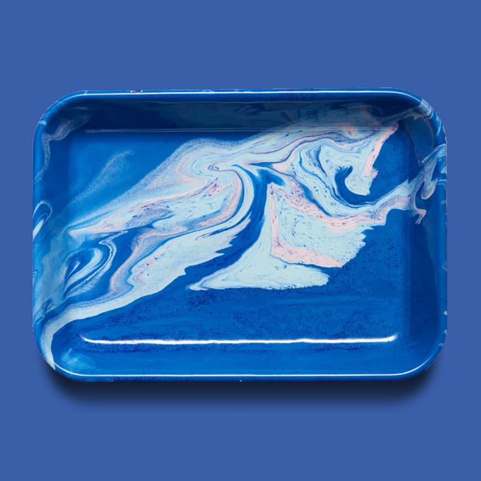 Emaille Tablett "New Marble – Cobalt" 26 x 18 x 2 cm